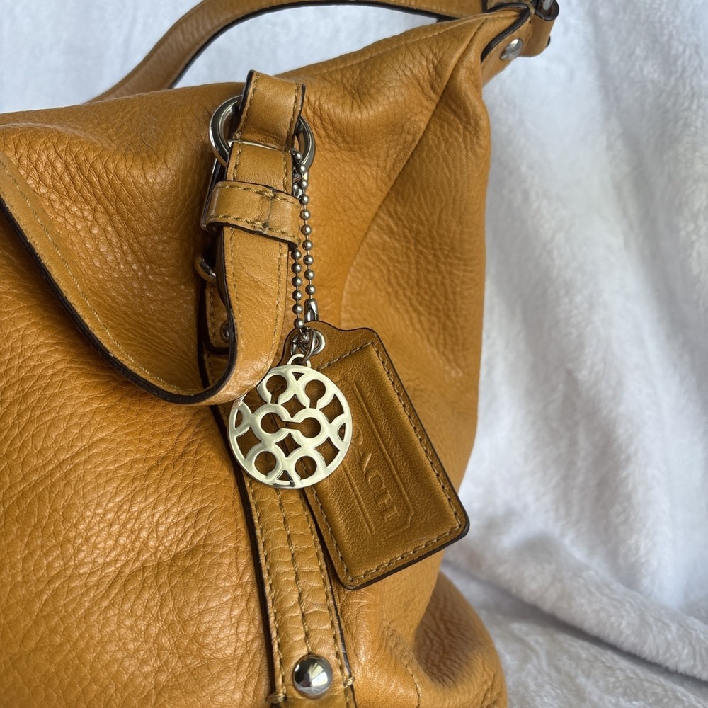 Y2K COACH Alexandra Orange Pebble Leather Convertible Shoulder Bag Charm 15273 - Picture 2 of 16
